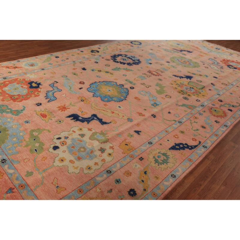 All-Over Floral Oushak Indian Large Rug Handmade Wool Carpet - 9'0"x 18'0"