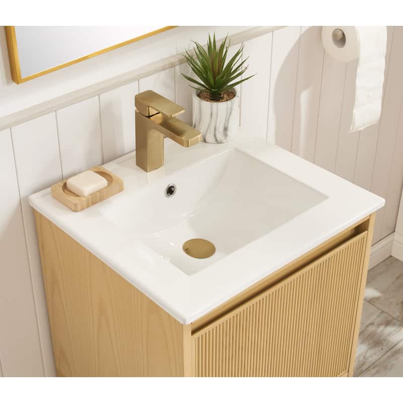 20 Inch Solid Wood Pre-Assembly Bathroom Vanity With Adjustable Shelf