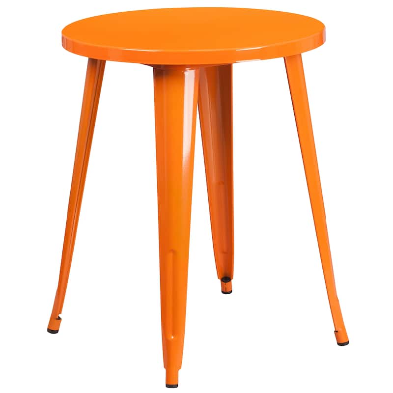 24'' Round Metal Indoor-Outdoor Table Set with 2 Arm Chairs