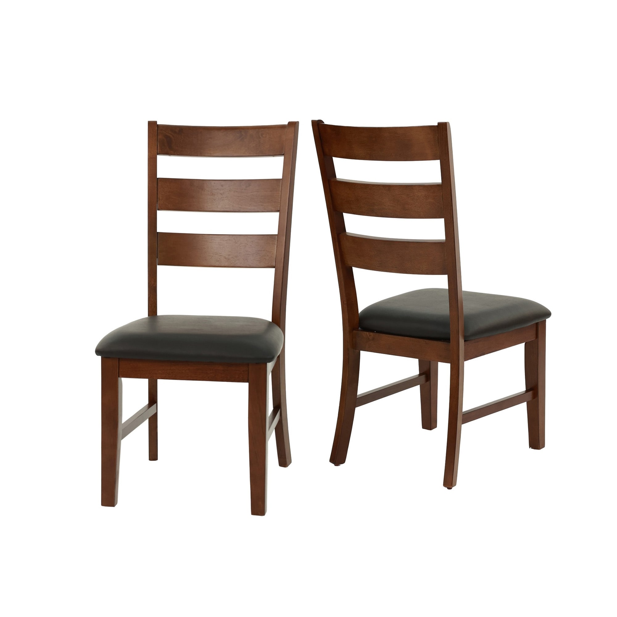 Set of 2 Ladder Back Dining Side Chairs in Walnut