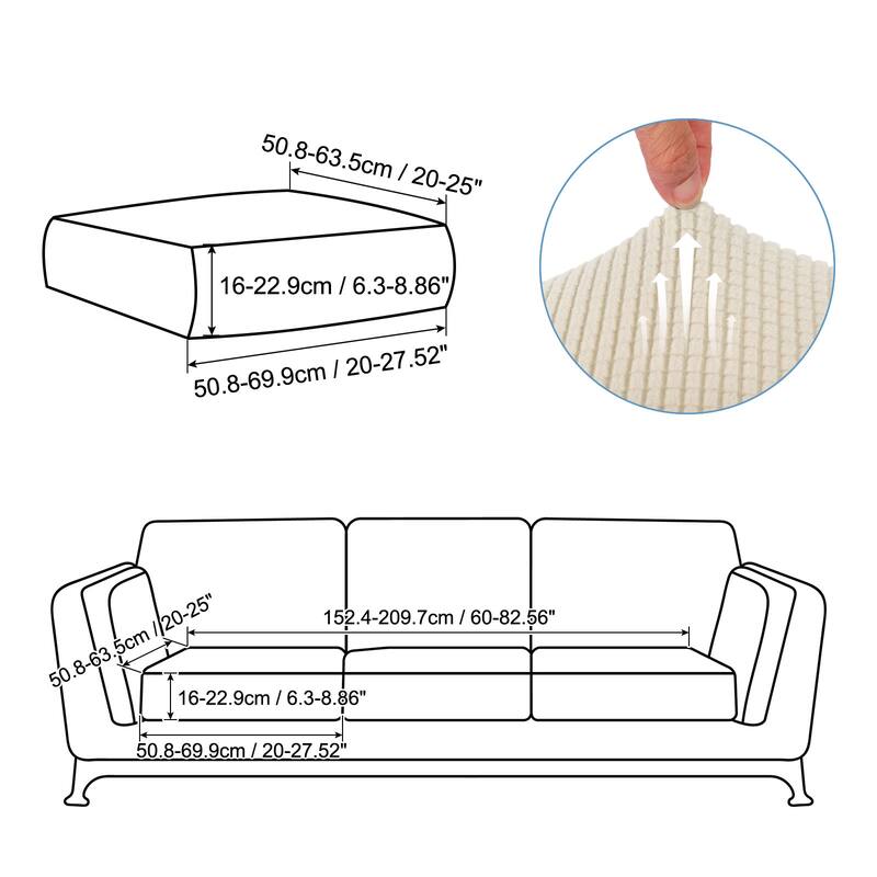 2 Pcs Couch Cushion Cover, 20"x20" Polyester Stretch Sofa Cover - Beige