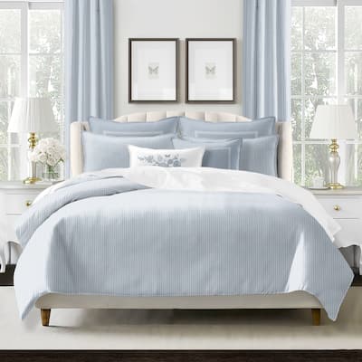 Ruben Stripe Cornflower Reversible Duvet Cover Set