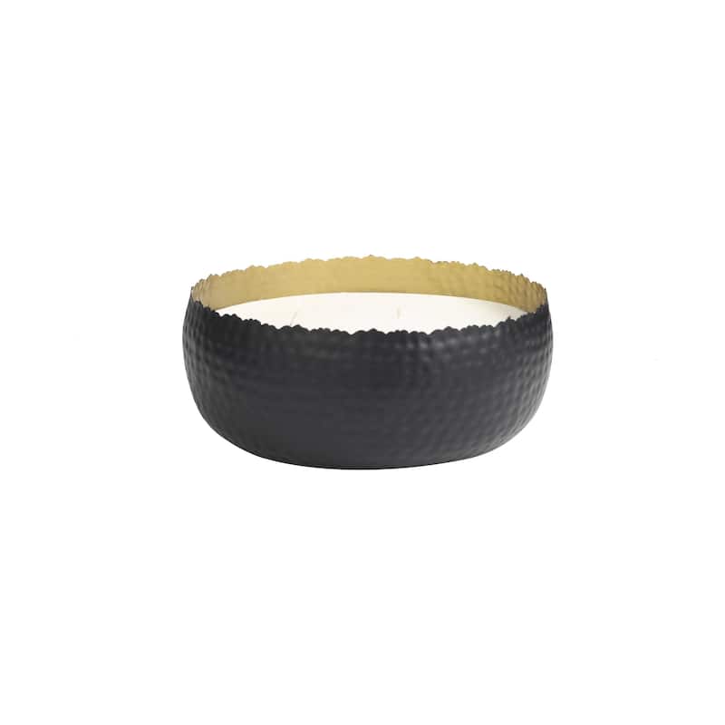 Metal Scented Wide Hammered 90 oz 4 Wick Decorative Candle with White Wax - Gold, Silver, Black - Roche River Decor