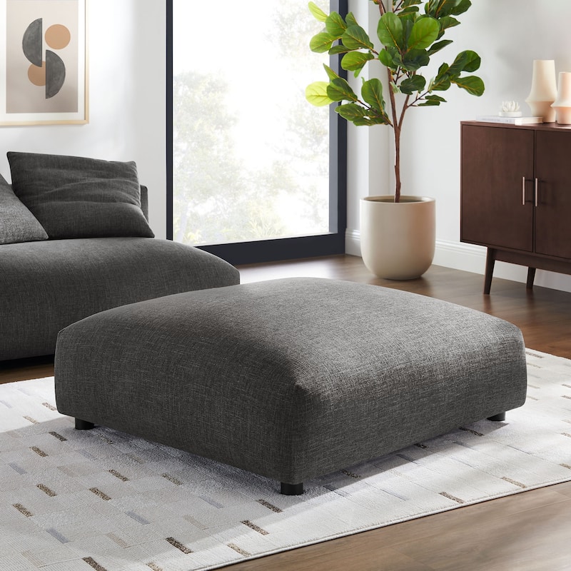 Solace Modular Upholstered Fabric Ottoman - Charcoal