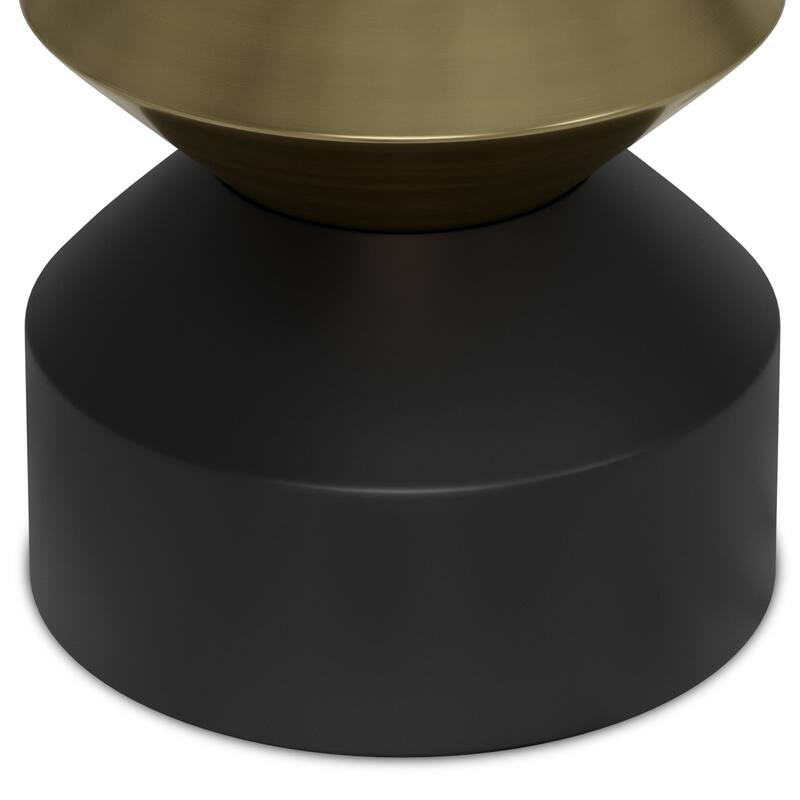 WYNDENHALL Clover Modern 14 inch Wide Metal Side Table in Black/Brass, Fully Assembled - 14"D x 14"W x 20"H