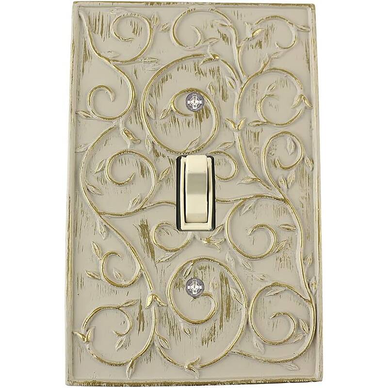 Meriville French Scroll 1 Toggle Wallplate, Single Switch Electrical Cover Plate - Ivory