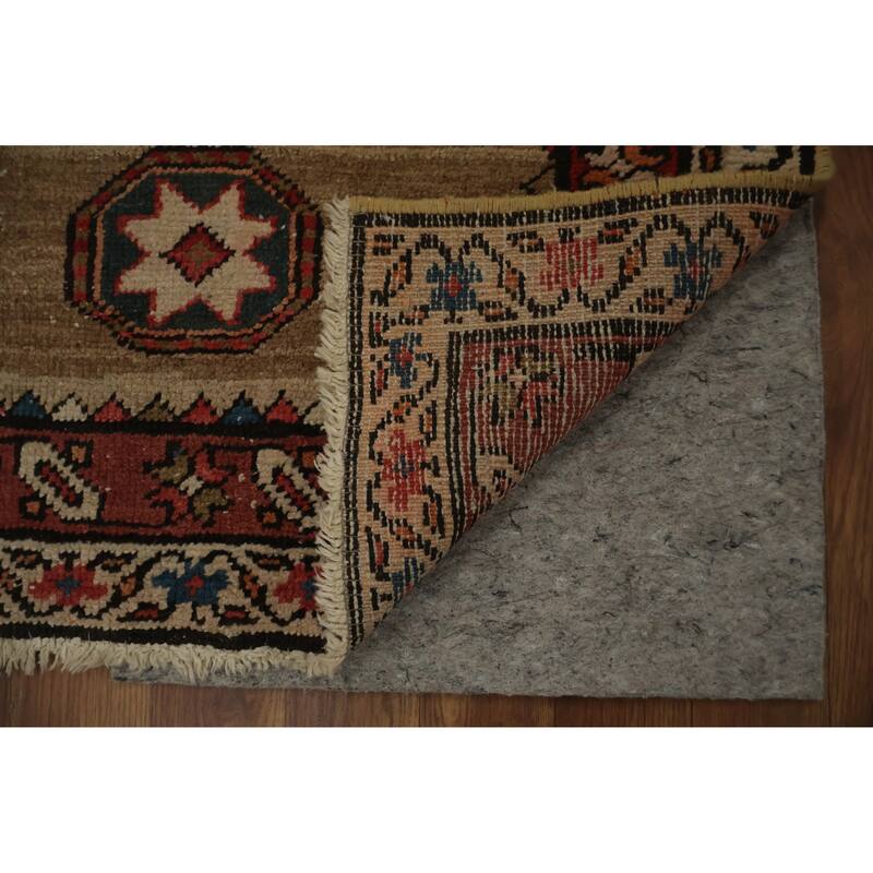 Hand Knotted Oriental 100% Wool Carpet Traditional Geometric Beige & Ivories Sarab Runner Rug - 12' 6'' X 2' 9''