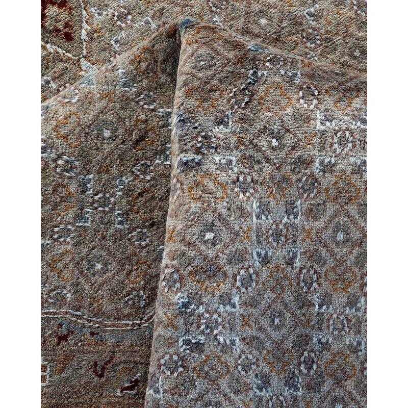 Overton Hand Knotted Wool Vintage Inspired Modern Contemporary Overdyed Gray Area Rug - 6' 1" x 9' 5"
