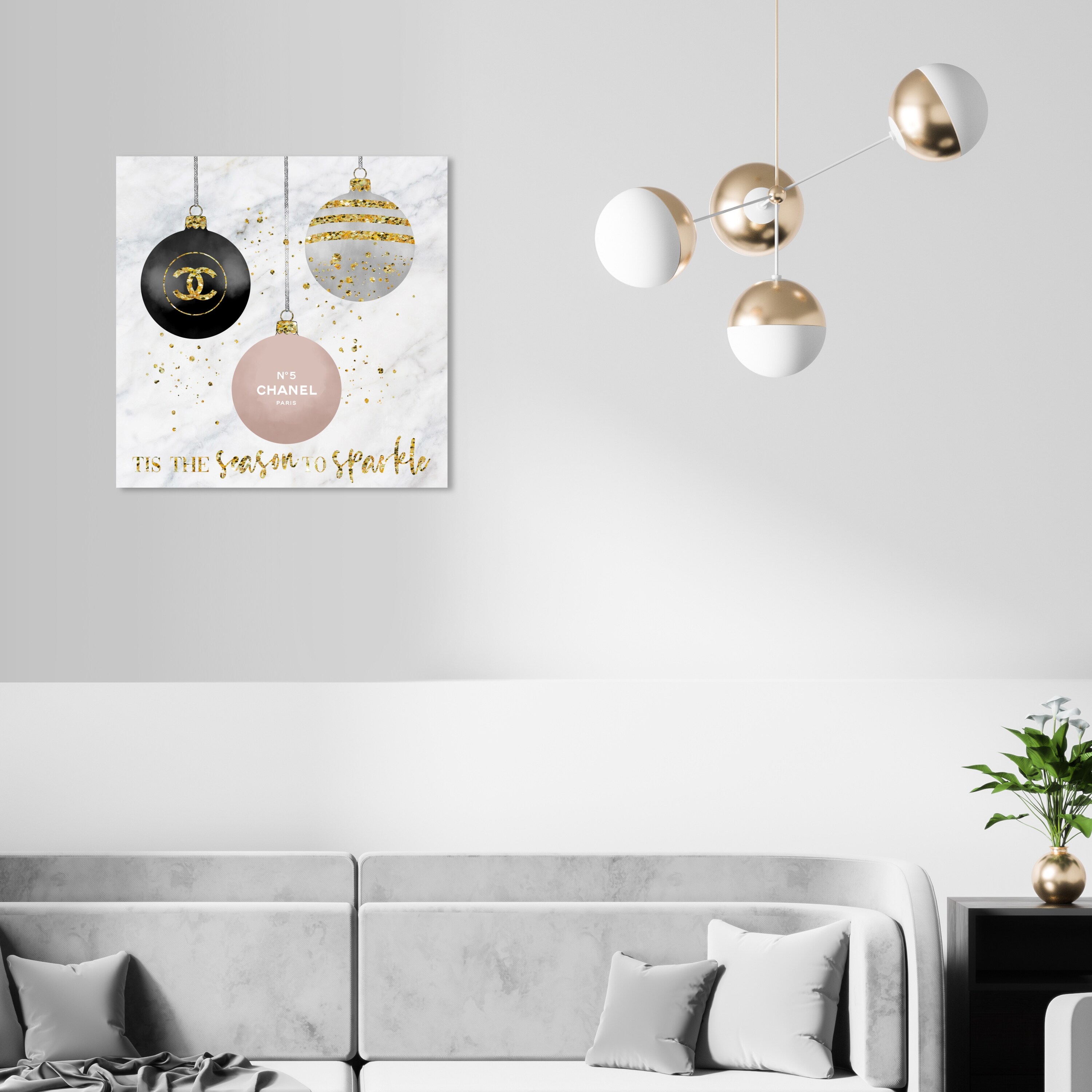 Oliver Gal 'Fashion Ornaments Sparkle' Fashion and Glam Wall Art Canvas  Print Lifestyle - Gold, White
