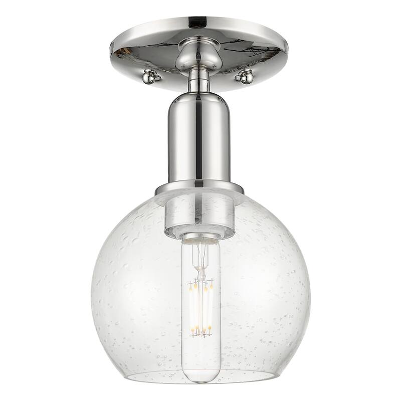 Innovations Lighting Endless Possibilities Arcadia - Athens - 1 Light 6" Semi-Flush Mount - Polished Nickel/Seedy