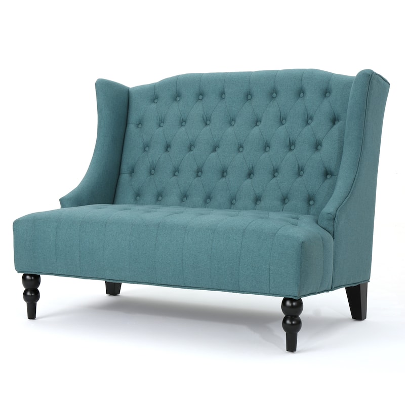 Velvet Button Tufted High Wingback Loveseat Sofa