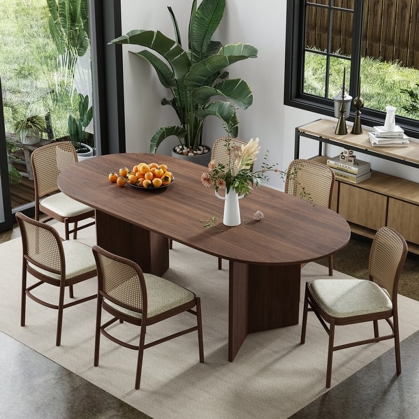 Nordic Style Solid Wood Oval Dining Table - Perfect for 6 People Gatherings 67'' - 67*34*30
