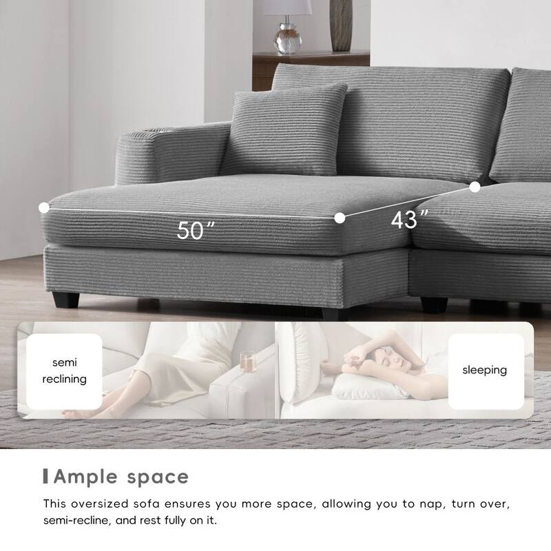 L Shaped Sectional Sofa with USB Charging Port and Cup Holder