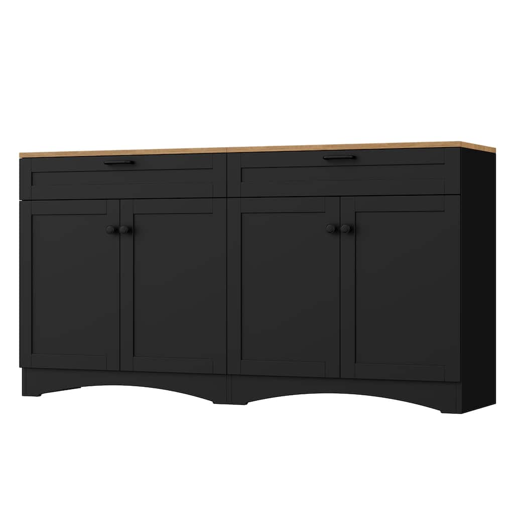 Farmhouse TV Stand with 2 Drawers, for TVs Up to 70" - 62.9" W × 15.7" D × 33.4" H