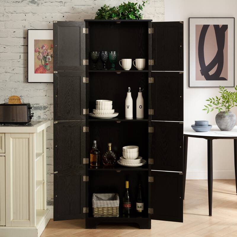Tall Storage Cabinet Pantry Cabinet with 8 Doors, Corner Cabinet Side Cabinet Hallway Cabinet for Kitchen