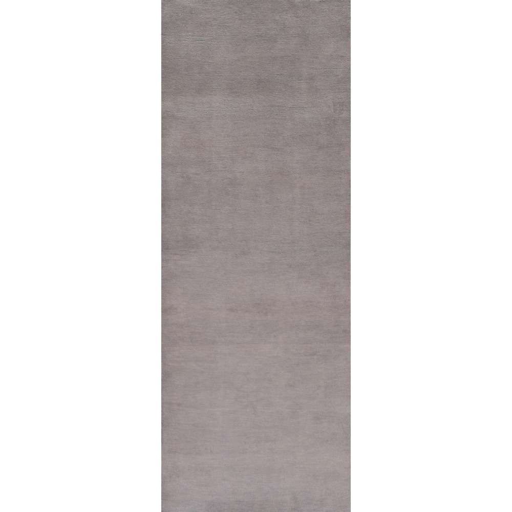 Hand Knotted Oriental 100% Wool Carpet Modern Solid Purples Gabbeh Runner Rug - 10' 1'' X 2' 11''