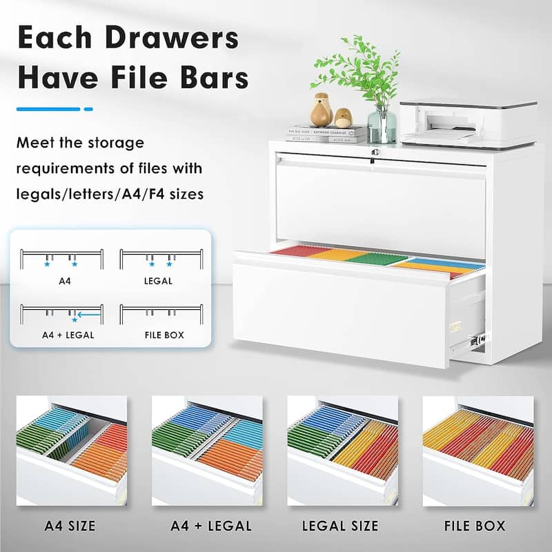 28"W 2 Drawer Metal Lateral File Cabinet with Lock