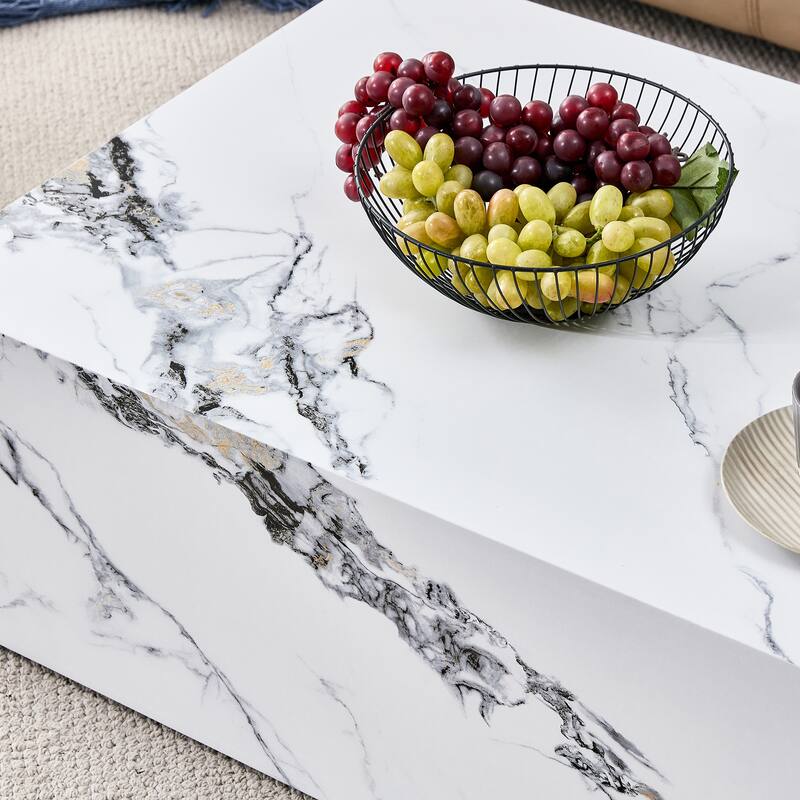 Marble Pattern Coffee Table Dining Table with Layer Waterproof, Accent Table End Table with Easy Assembly