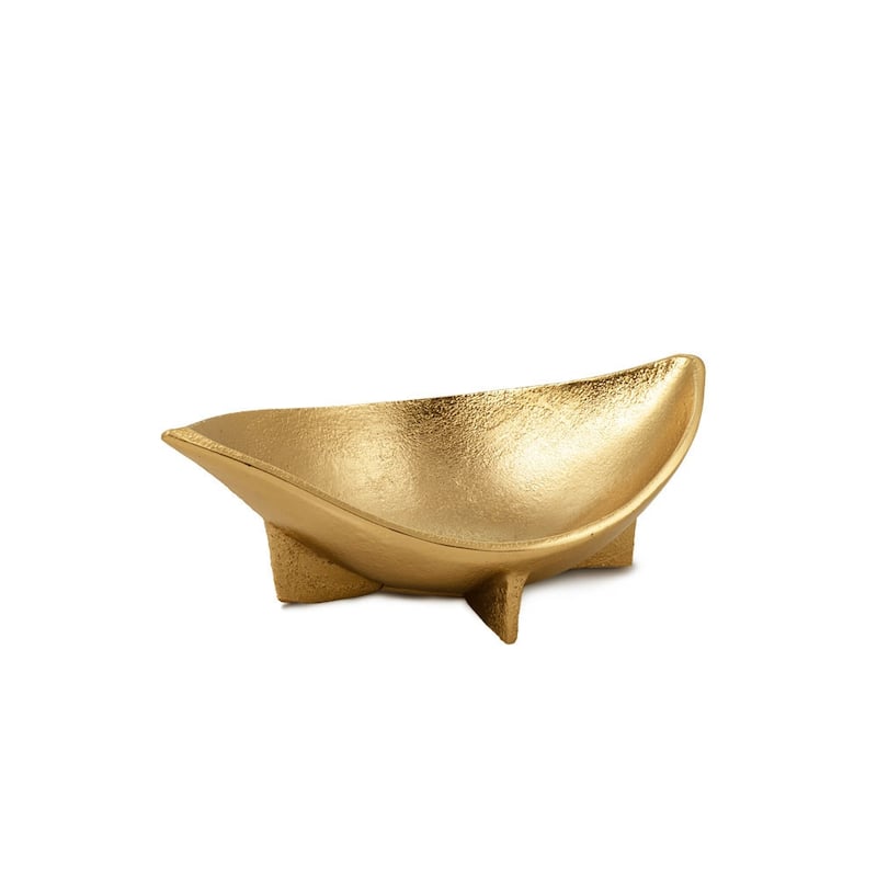 HomeRoots 12" Gold Aluminum Oval Eye Shaped Centerpiece Bowl - 11.5' X '4' X '7.5