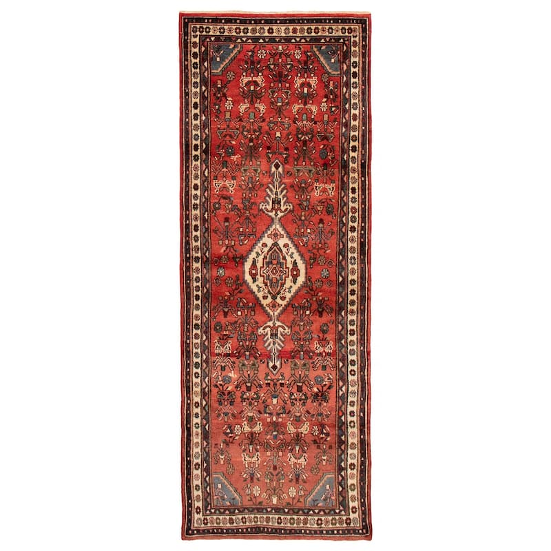 ECARPETGALLERY Hand-knotted Andelz Red Wool Rug - 3'8 x 10'1 - Red - 3'8 x 10'1