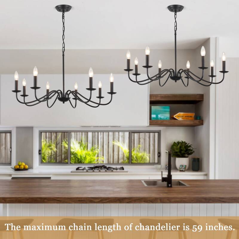 8-Light Farmhouse Candle Chandelier for Bedroom, Kitchen, Living Room and Foyer