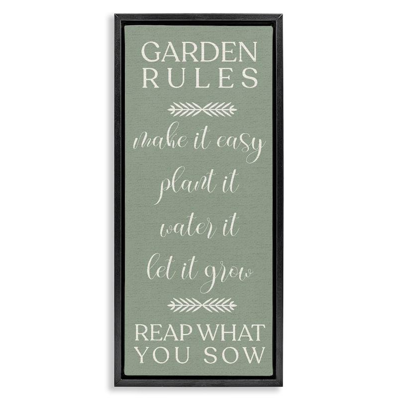 Stupell Reap What You Sow Gardening Framed Floater Canvas Wall Art Design By Lil' Rue - 15 x 31 - Black