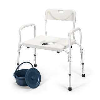 3-in-1 Bedside Commode Portable Toilet with Adjustable Height - 34
