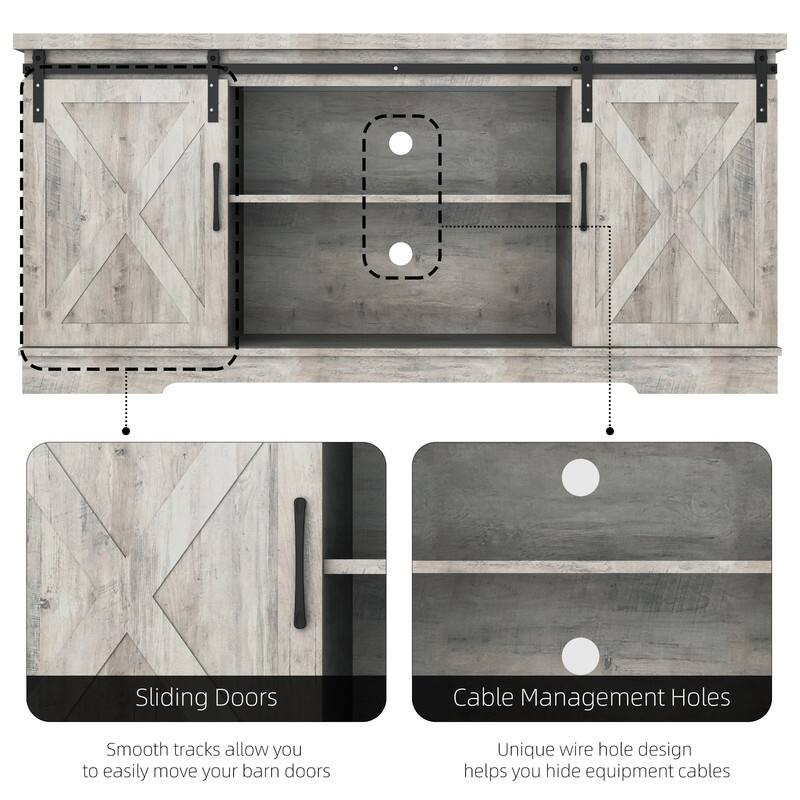Barn Door TV Cabinet - Grey