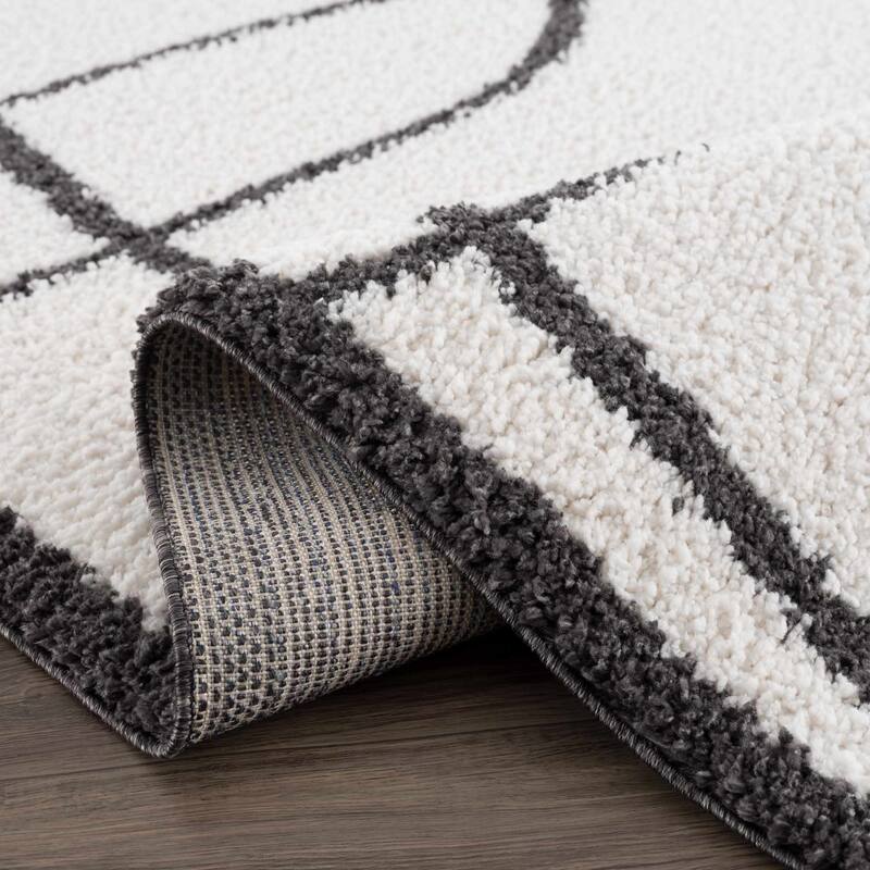 Hauteloom Brad Shaggy High Plush Pile Abstract Striped Area Rug