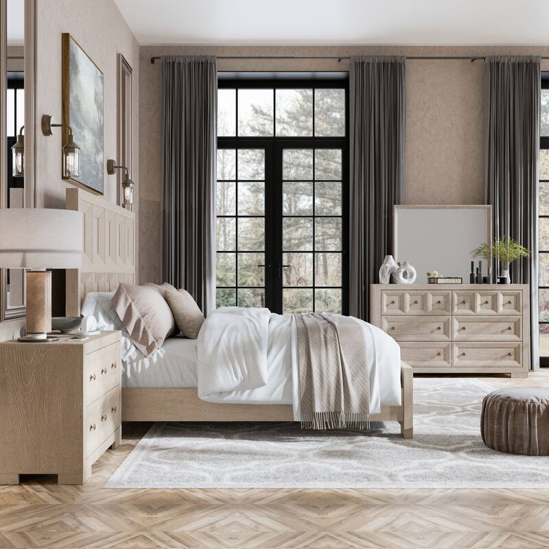 Furniture of America Durem Modern Classic 4-Piece Wood Panel Bedroom Set - Tawny - Queen