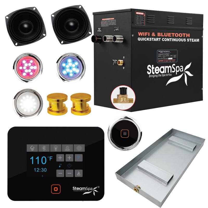 SteamSpa Black Series Bluetooth 10.5kW QuickStart Steam Bath Generator - Gold