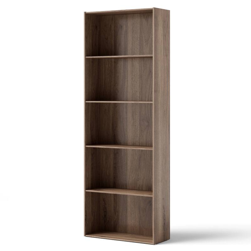 5-Shelf Multi-Functional Wood Bookcase for Home Office - 23.5" x 9.5" x 67"