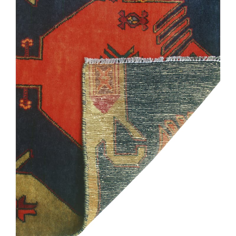 Fine Vintage Distressed Raushan Red/Navy Runner - 3'0" x 9'11"