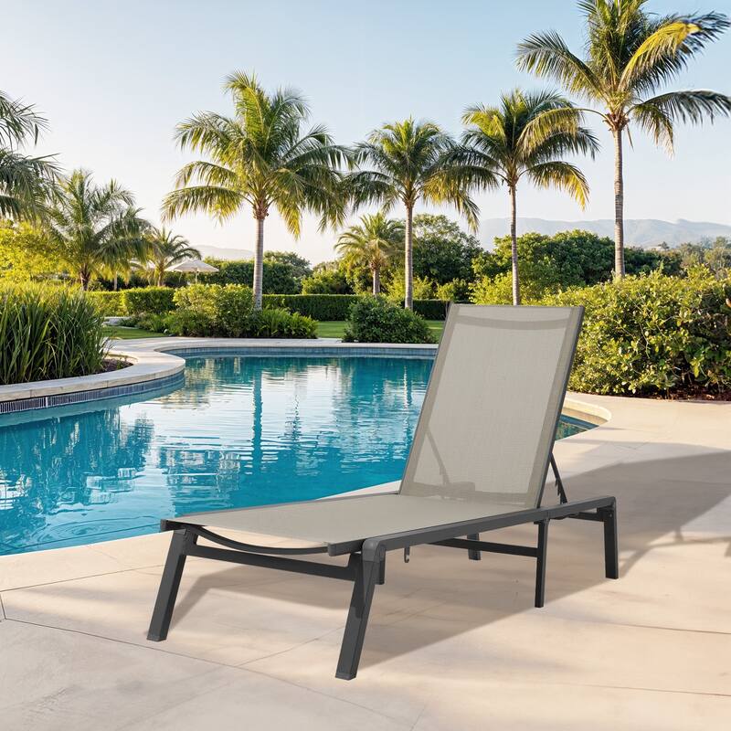5-Position Reclining Folding Lounge Chair – Adjustable Backrest & Portable Relaxation - Beige