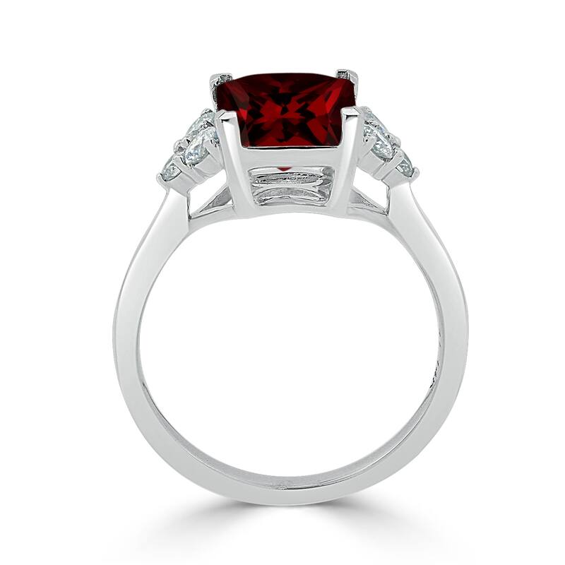 Auriya 3 1/10ct Princess-cut Garnet and Diamond Engagement Ring 1/3ctw 14k Gold