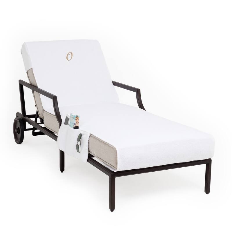 Authentic Hotel and Spa Personalized Standard Size Chaise Lounge Cover with Side Pockets - O