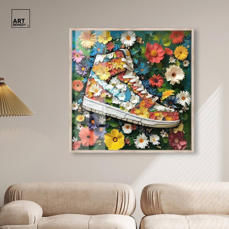 Painted in Floral Sneaker Shadowbox by Art Remedy