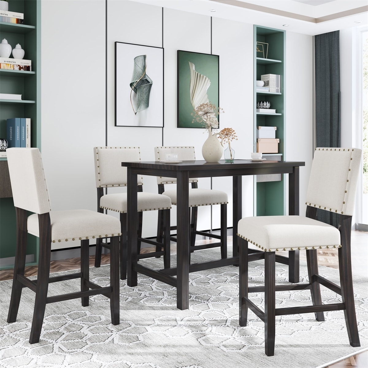 Nailhead dining best sale table set