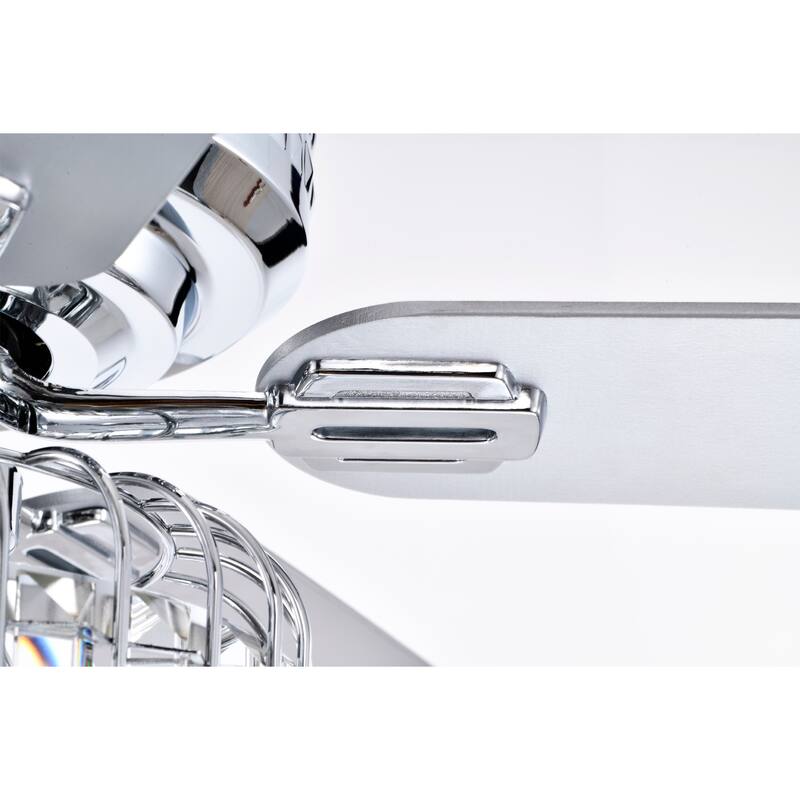 Ailen 52 Inch Chrome Finish Crystal Ceiling Fan with Remote - N/A
