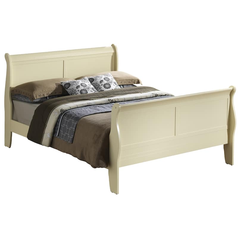 Wooden Sleigh Full Platform Bed - 90" - Beige