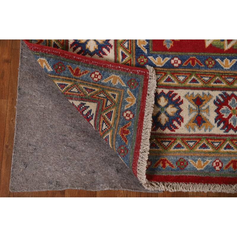 Traditional Geometric Red Kazak Oriental Wool Area Rug Hand-knotted - 6'7" x 9'9"
