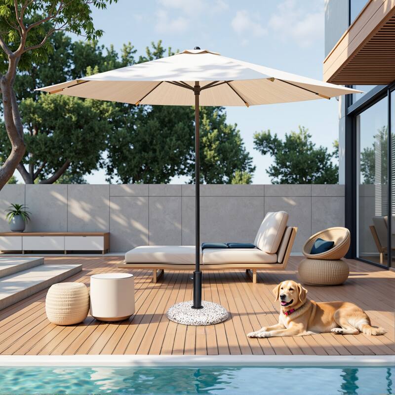 Pellebant Outdoor Patio Market Umbrella Stand with Concrete-Cobble Finish