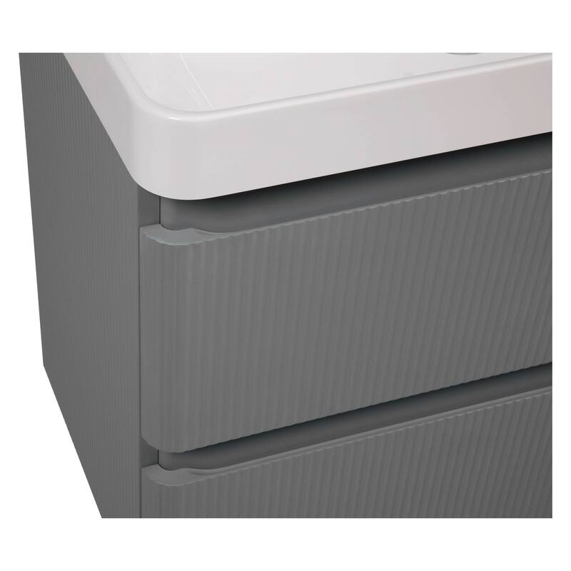 Modern Wall-Mounted Bathroom Vanity with Washbasin Luxury Gray Matte Non-Toxic MDF-30"-No Mirror