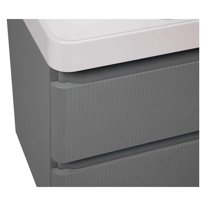 Modern Wall-Mounted Bathroom Vanity with Washbasin Luxury Gray Matte Non-Toxic MDF-30"-Simple 24"