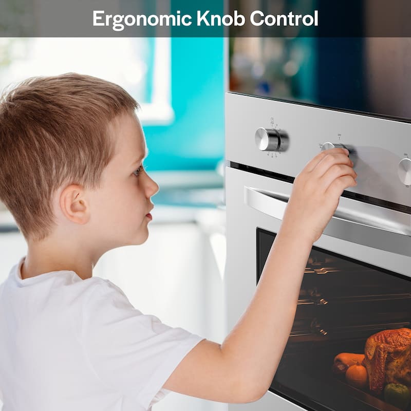 24 in. 2.3 cu. Ft. Single Gas Wall Oven - Bake Broil Rotisserie Functions - Built-in Timer - Convection Fan in Stainless Steel