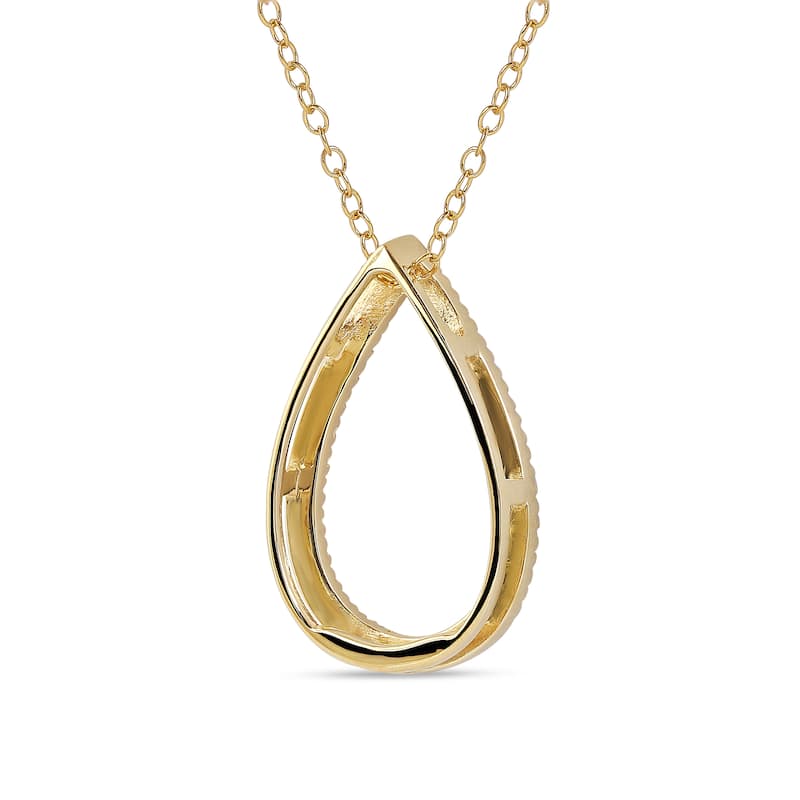1/6ct - 1ct TDW 14K Gold Open Pear Diamond Pendant Necklace for Women