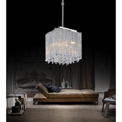 Elsa 3 Light Drum Shade Mini Pendant With Chrome Finish