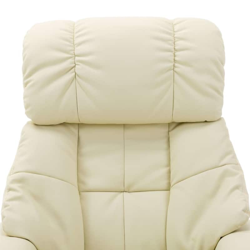 vidaXL Massage Recliner Swiveling Recliner Chair Faux Leather and Bentwood - 31.9" x 34.6" x 42.9"