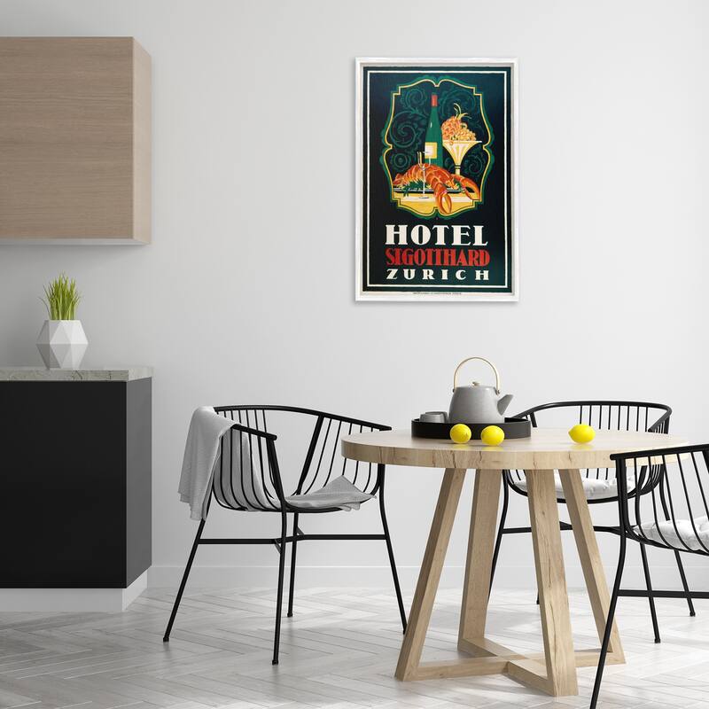 Stupell Vintage Hotel Zurich with Lobster Framed Giclee Art Design By Marcus Jules
