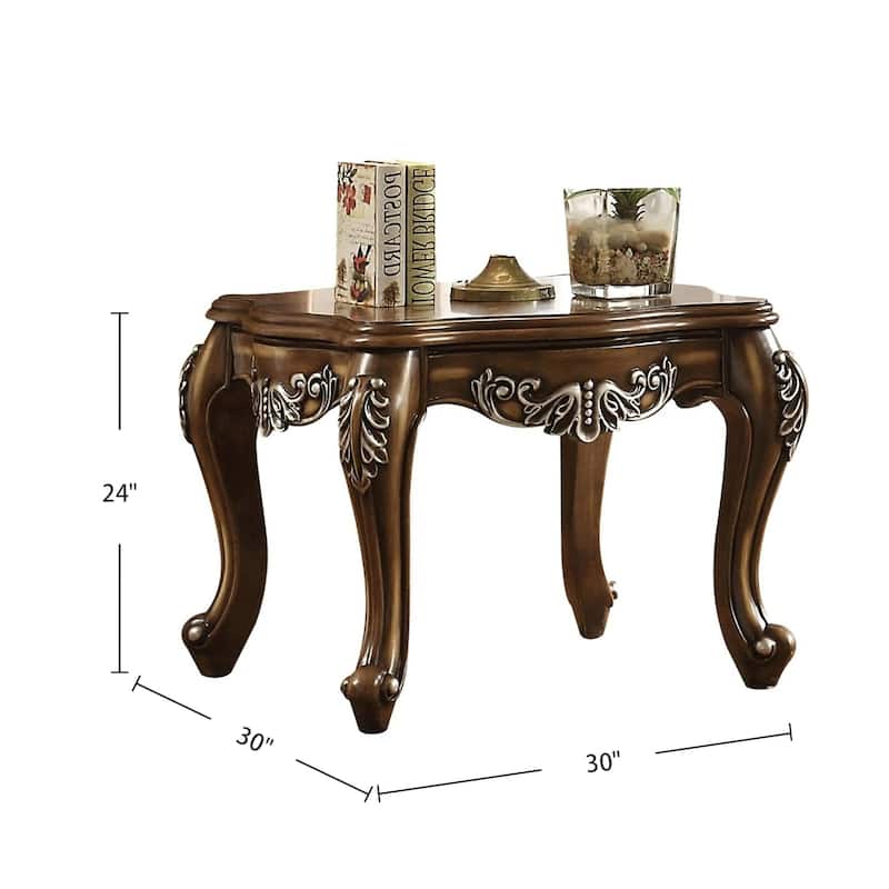 Square Wood End Table in Antique Oak Finish